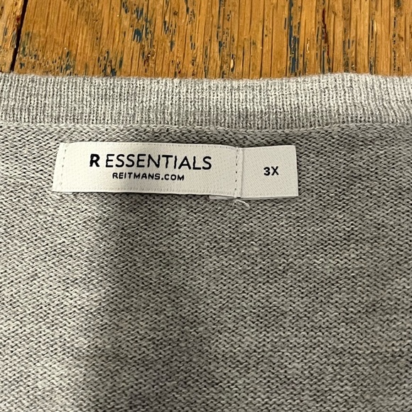 🩶 R ESSENTIALS – Grey V-Neck Sweater – Size 3x - Picture 2 of 8